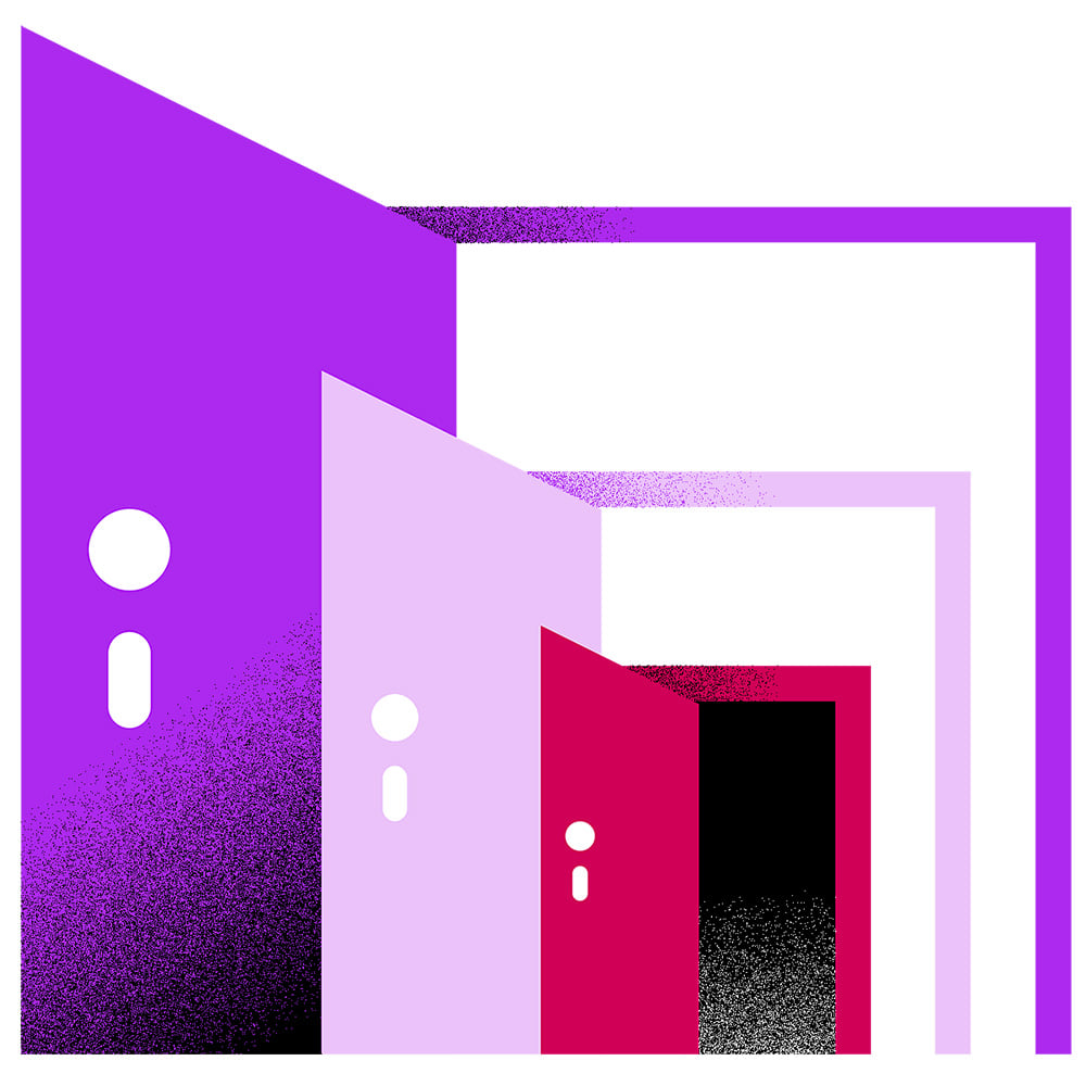 illustration of purple doors nestled inside eachother