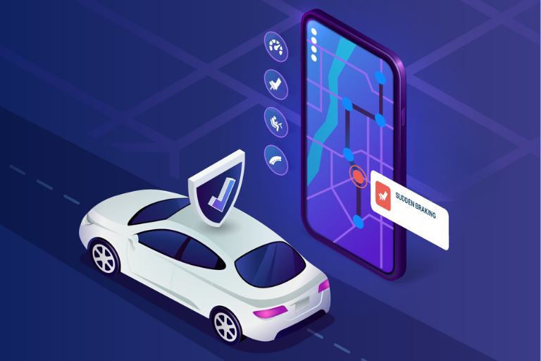 Image of a car being tracked using an app