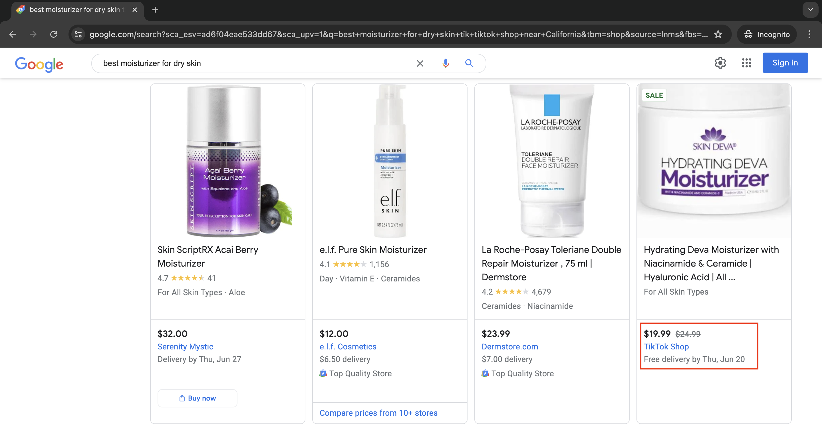 TikTok on Google Shopping Listings